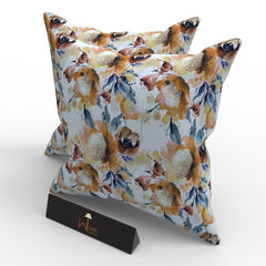 Fabrahome Square Reposa Floral Print Velvet Fabric Cushion Cover - WoodenTwist