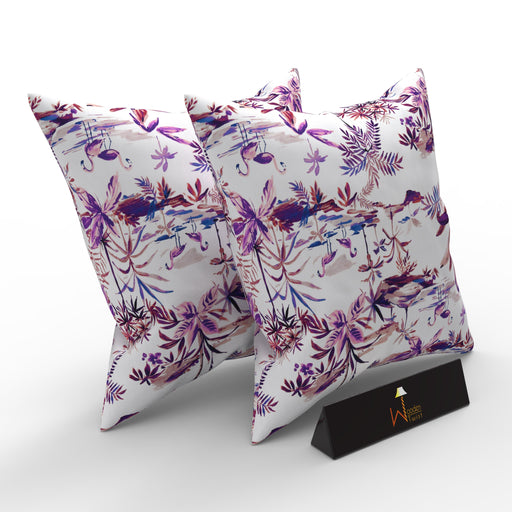 Fabrahome Square Reposa Floral Printed Velvet Fabric Cushion Cover - WoodenTwist