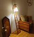 Stairway Wooden Floor Lamp with Brown Base and Jute Fabric Lampshade - WoodenTwist