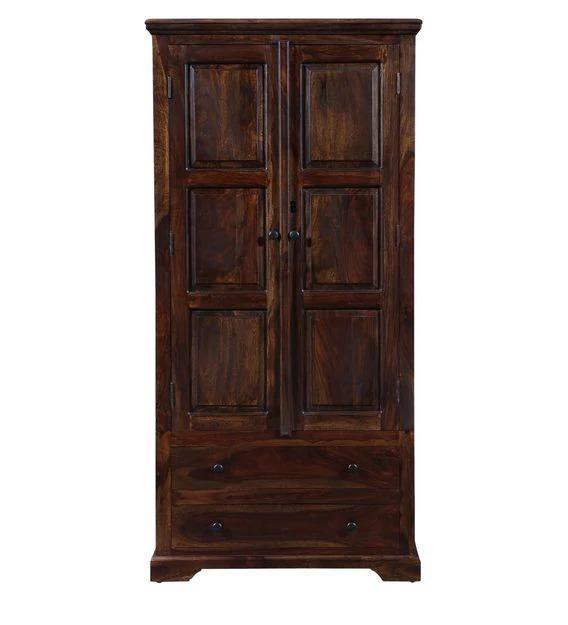 Solid Teak Wood 2 Door Wardrobe - Provincial Teak Finish - Room Setting