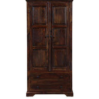 Solid Teak Wood 2 Door Wardrobe - Provincial Teak Finish - Room Setting