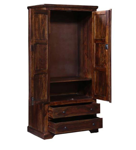 Solid Teak Wood 2 Door Wardrobe - Provincial Teak Finish - Handle Detail