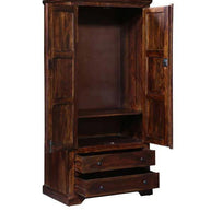 Solid Teak Wood 2 Door Wardrobe - Provincial Teak Finish - Handle Detail