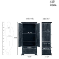 Solid Teak Wood 2 Door Wardrobe - Provincial Teak Finish - Side Angle