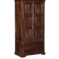 Solid Teak Wood 2 Door Wardrobe - Provincial Teak Finish - Door Lock Detail