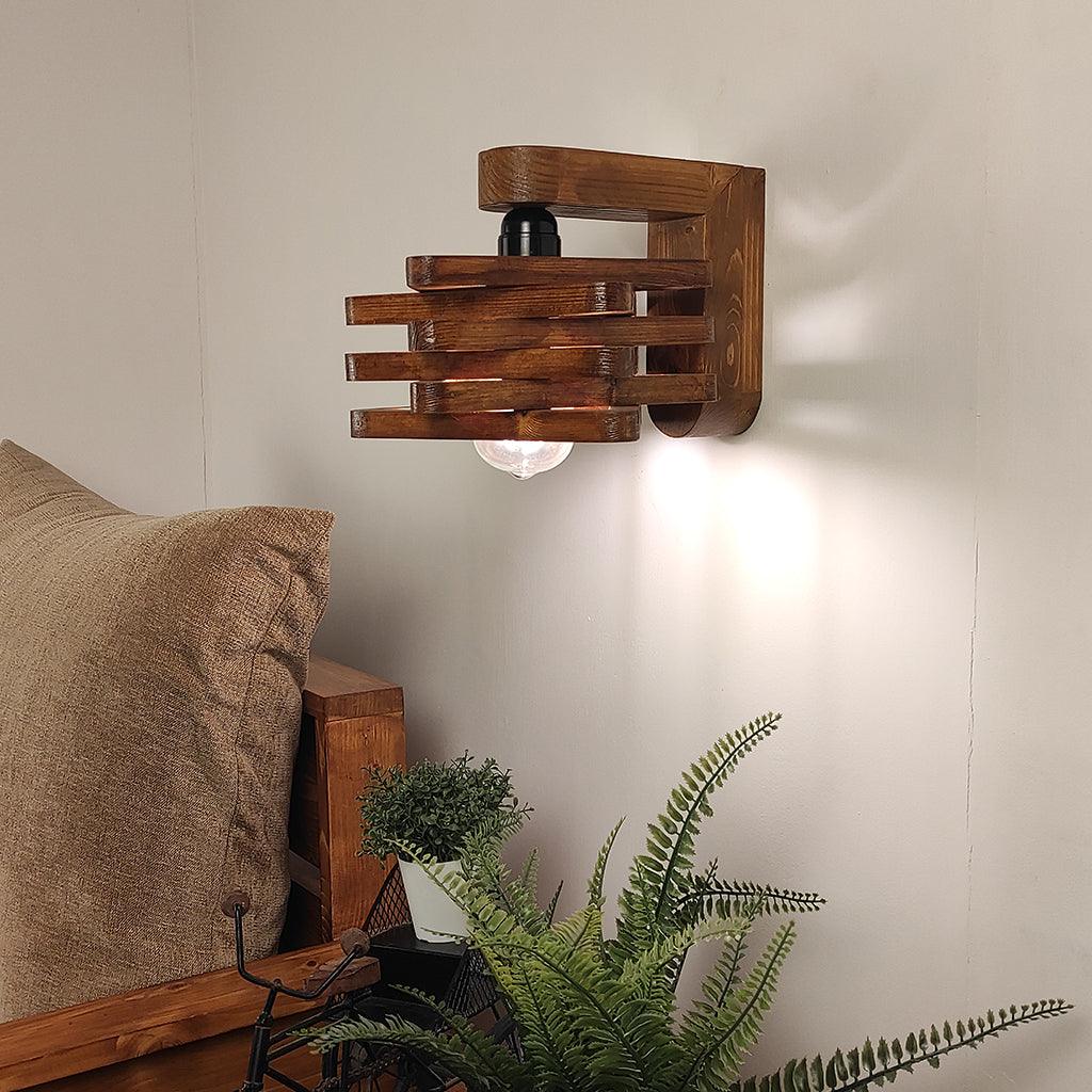 Star Brown Wooden Wall Light - WoodenTwist