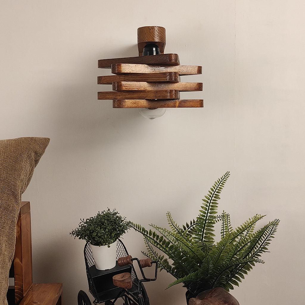 Star Brown Wooden Wall Light - WoodenTwist