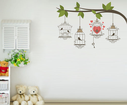"Beautiful Cages hanging on a Tree" Wall Sticker - WoodenTwist