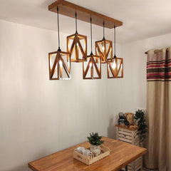 Symmetric Brown 5 Series Hanging Lamp - WoodenTwist