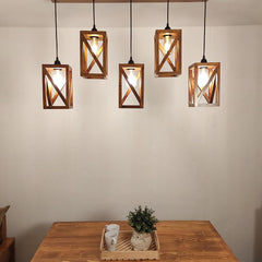 Symmetric Brown 5 Series Hanging Lamp - WoodenTwist