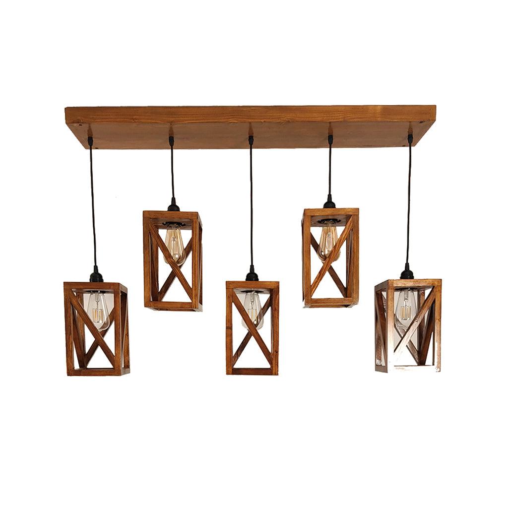 Symmetric Brown 5 Series Hanging Lamp - WoodenTwist