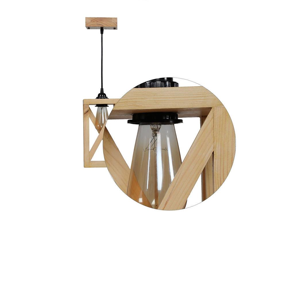 Symmetric Beige Wooden Single Hanging Lamp - WoodenTwist