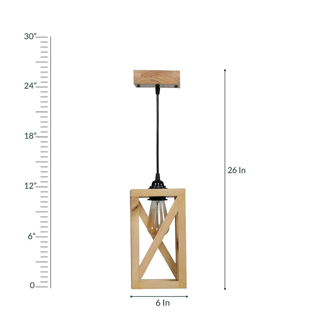 Symmetric Beige Wooden Single Hanging Lamp - WoodenTwist