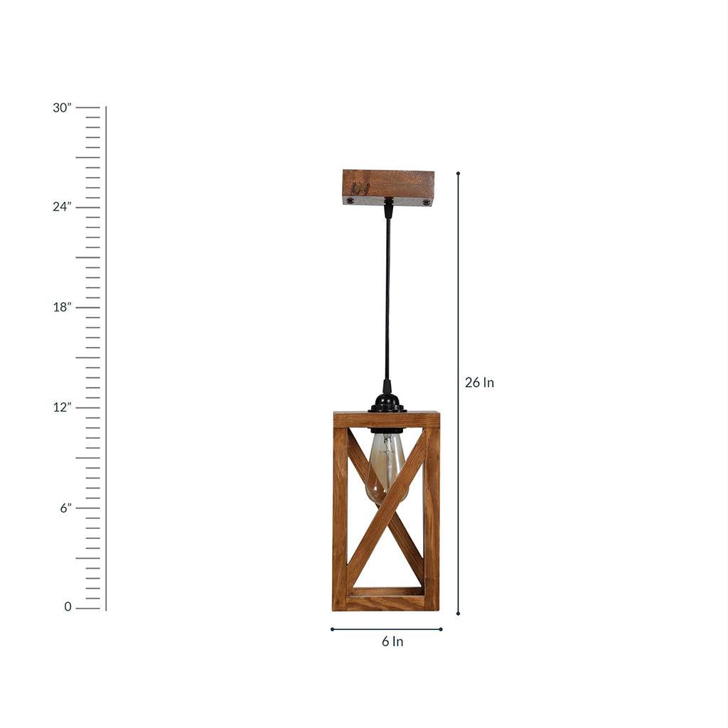 Symmetric Brown Wooden Single Hanging Lamp - WoodenTwist