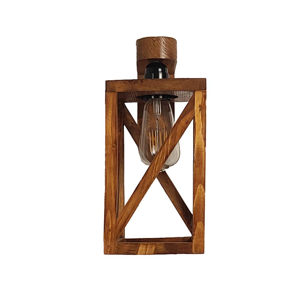 Symmetric Brown Wooden Wall Light - WoodenTwist