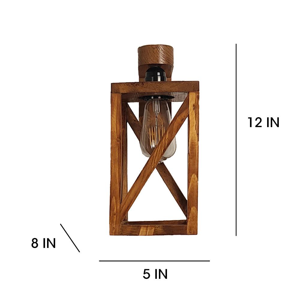 Symmetric Brown Wooden Wall Light - WoodenTwist