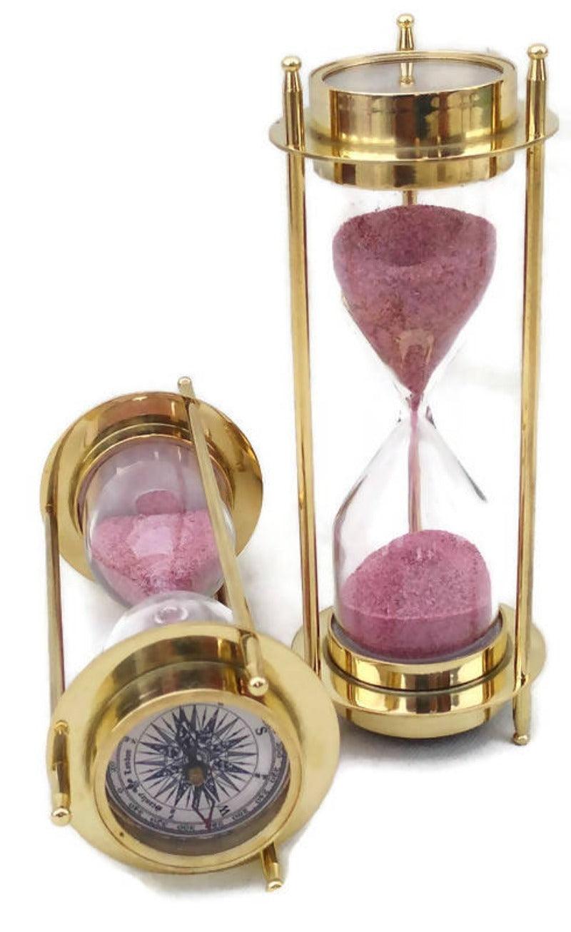 5 Minutes Brass Sand Timer Hourglass Timer - WoodenTwist