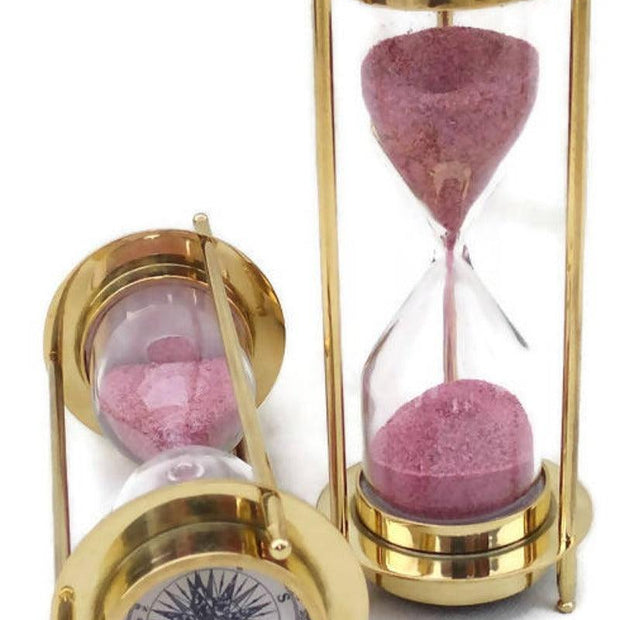 5 Minutes Brass Sand Timer Hourglass Timer - WoodenTwist