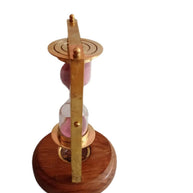 Brass Antique Sand Timer with Compass On Wooden Base Hour Glass Clock - WoodenTwist
