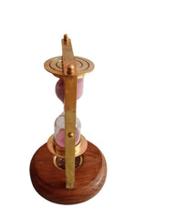 Brass Antique Sand Timer with Compass On Wooden Base Hour Glass Clock - WoodenTwist