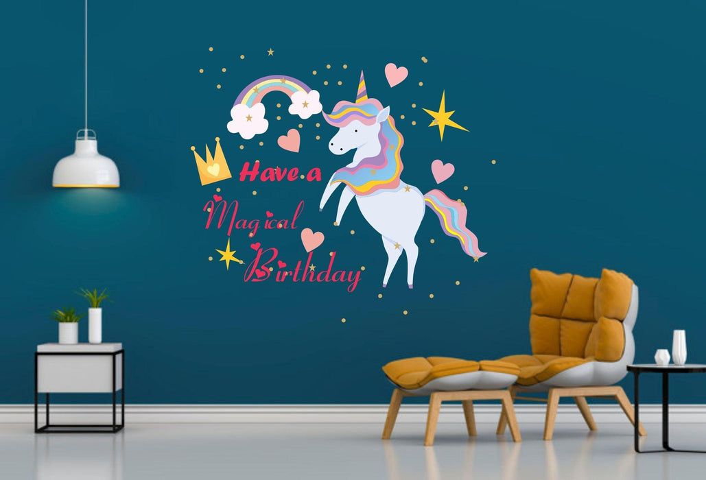 Wall Sticker Have a Magical Birthday with Unicorn - WoodenTwist