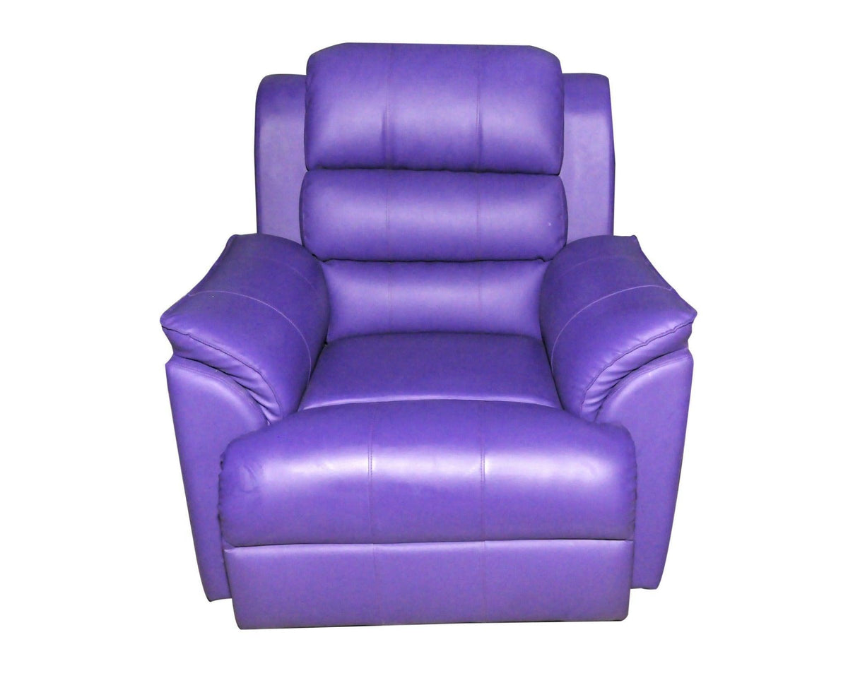 1 Seater Motorised Mechanism Leatherette Recliner (Violet) - WoodenTwist
