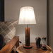 TallBoy Wooden Table Lamp with Brown Base and Premium White Fabric Lampshade - WoodenTwist