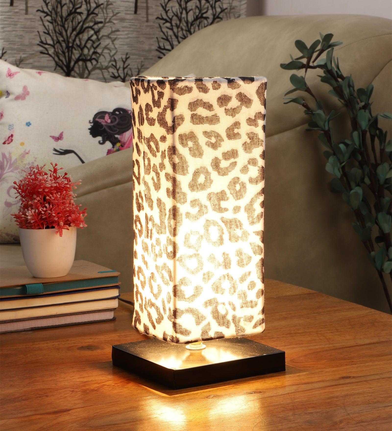 Leopard Print Shade With Metal Base Table Lamp - WoodenTwist