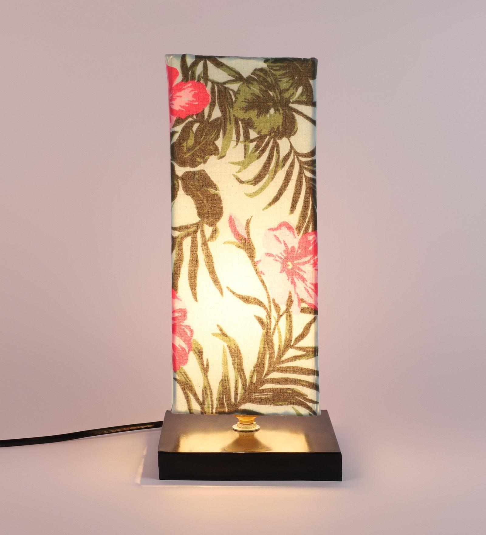 Floral Print Shade With Metal Base Table Lamp - WoodenTwist