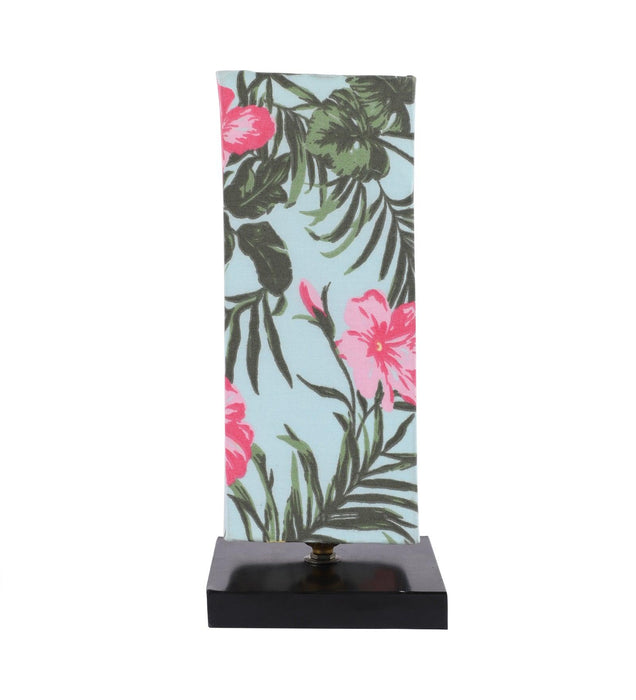 Floral Print Shade With Metal Base Table Lamp - WoodenTwist