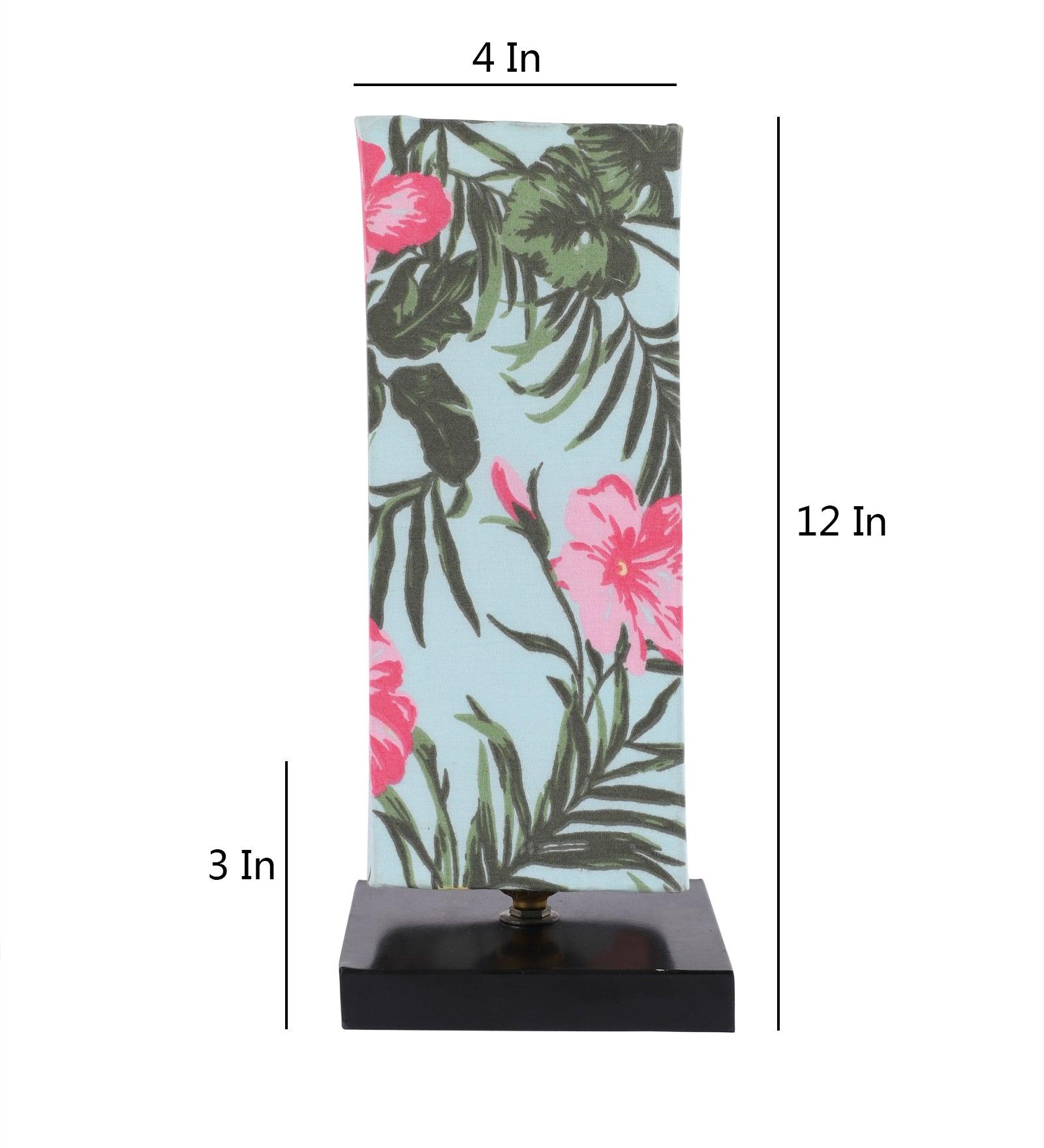 Floral Print Shade With Metal Base Table Lamp - WoodenTwist