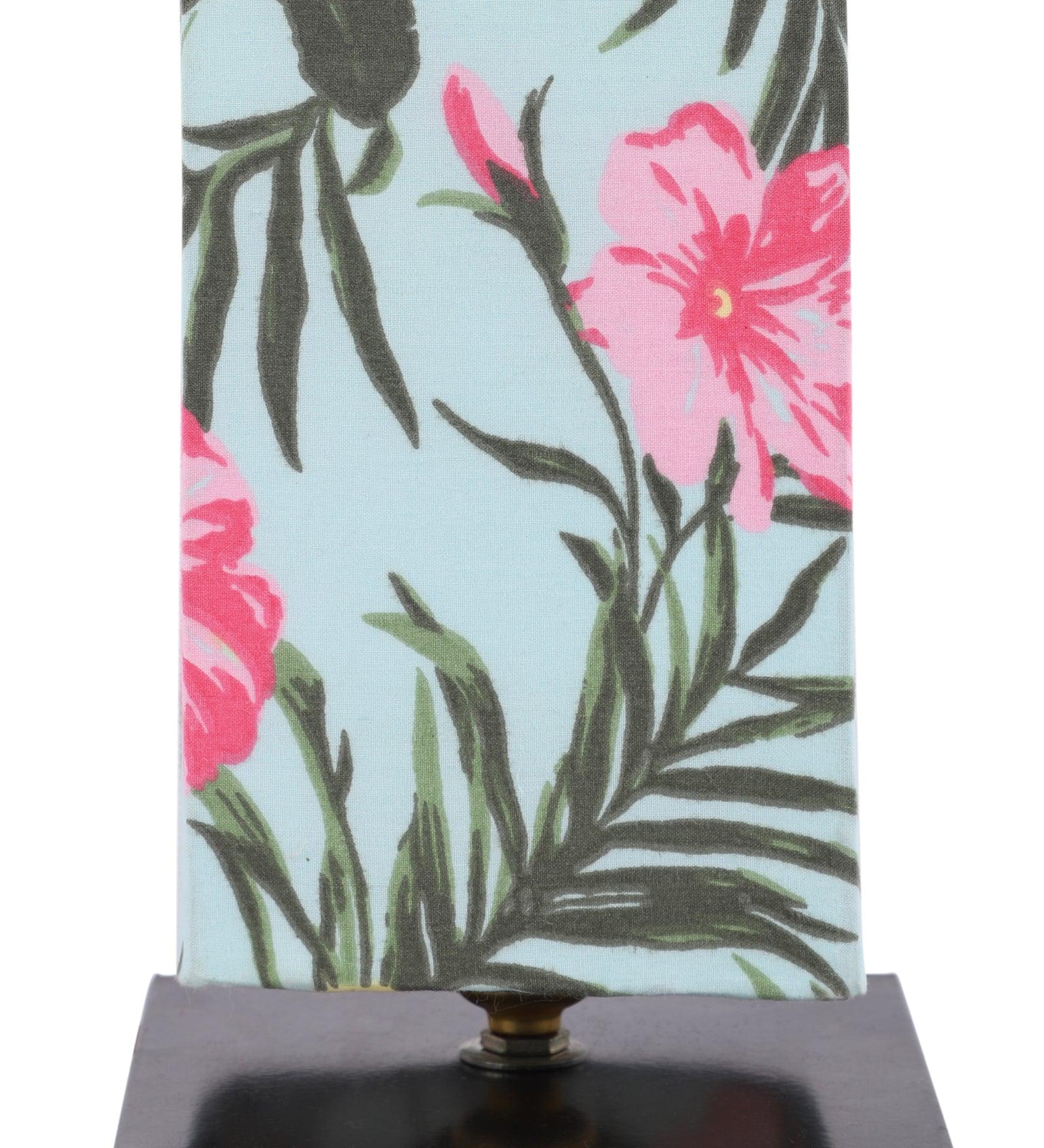 Floral Print Shade With Metal Base Table Lamp - WoodenTwist