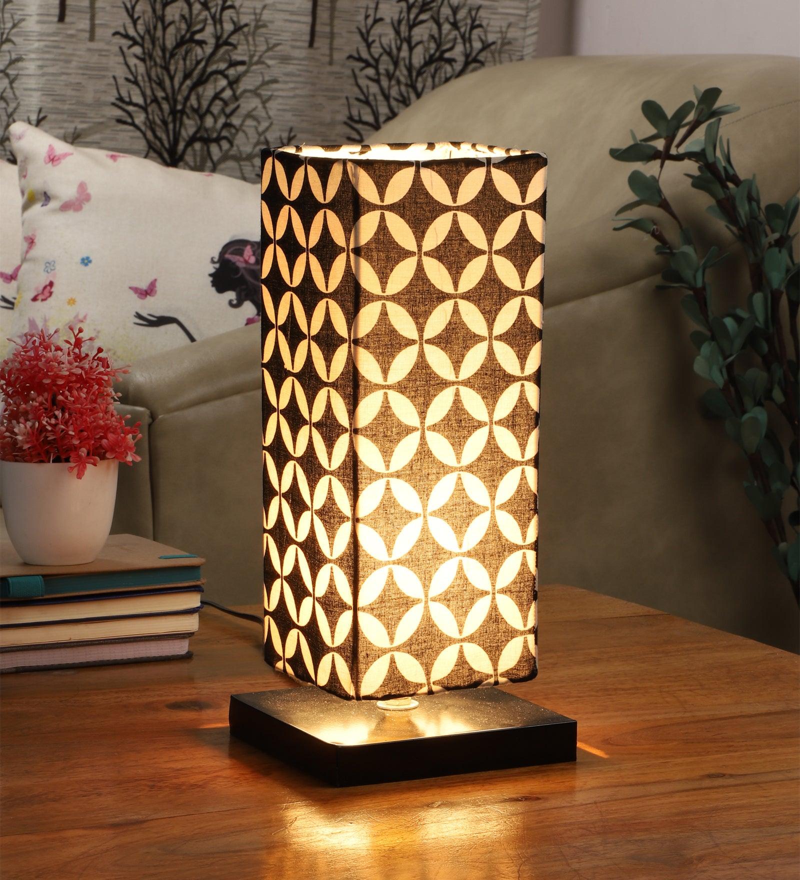 Geometric Print Shade With Metal Base Table Lamp - WoodenTwist