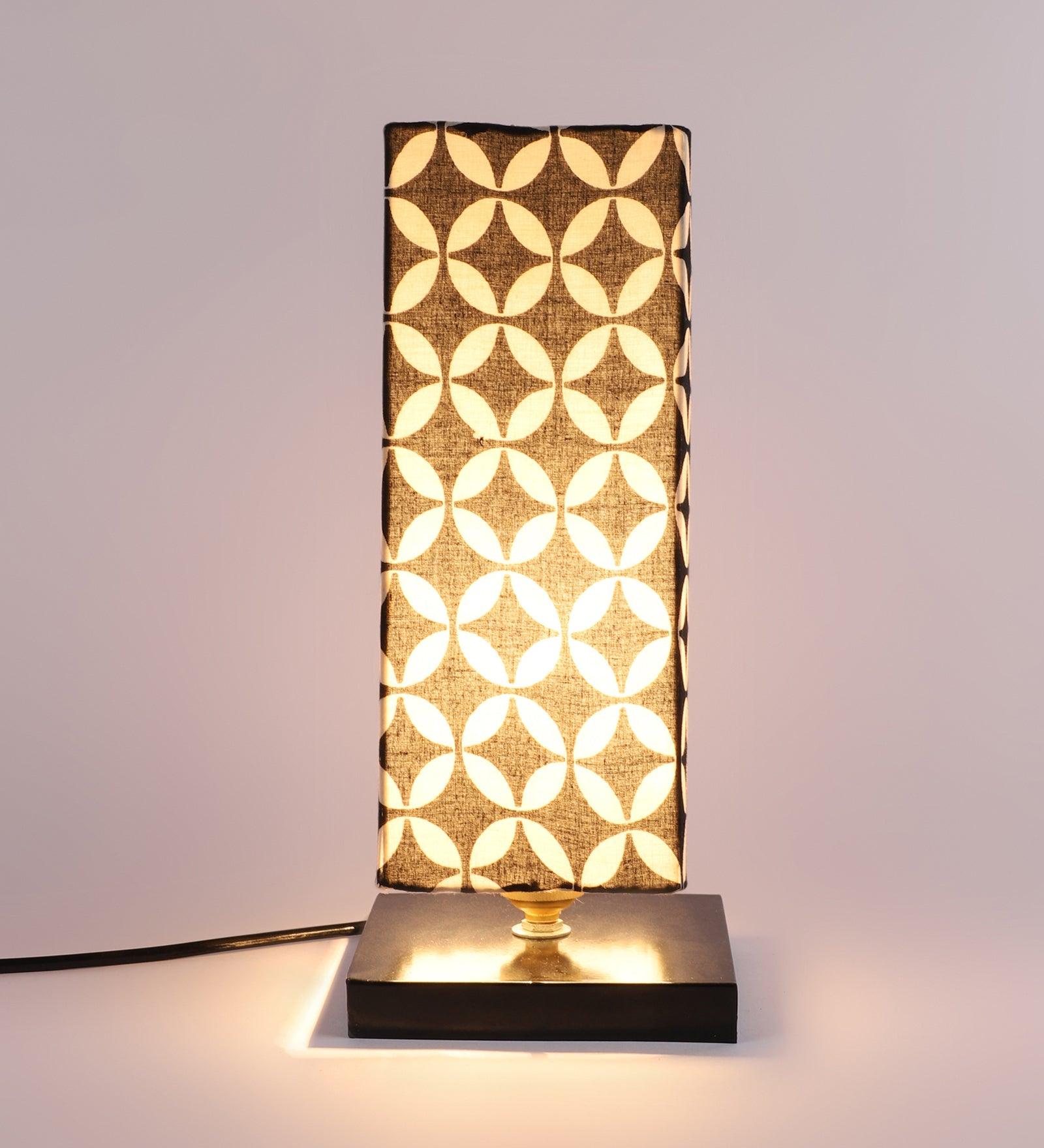 Geometric Print Shade With Metal Base Table Lamp - WoodenTwist