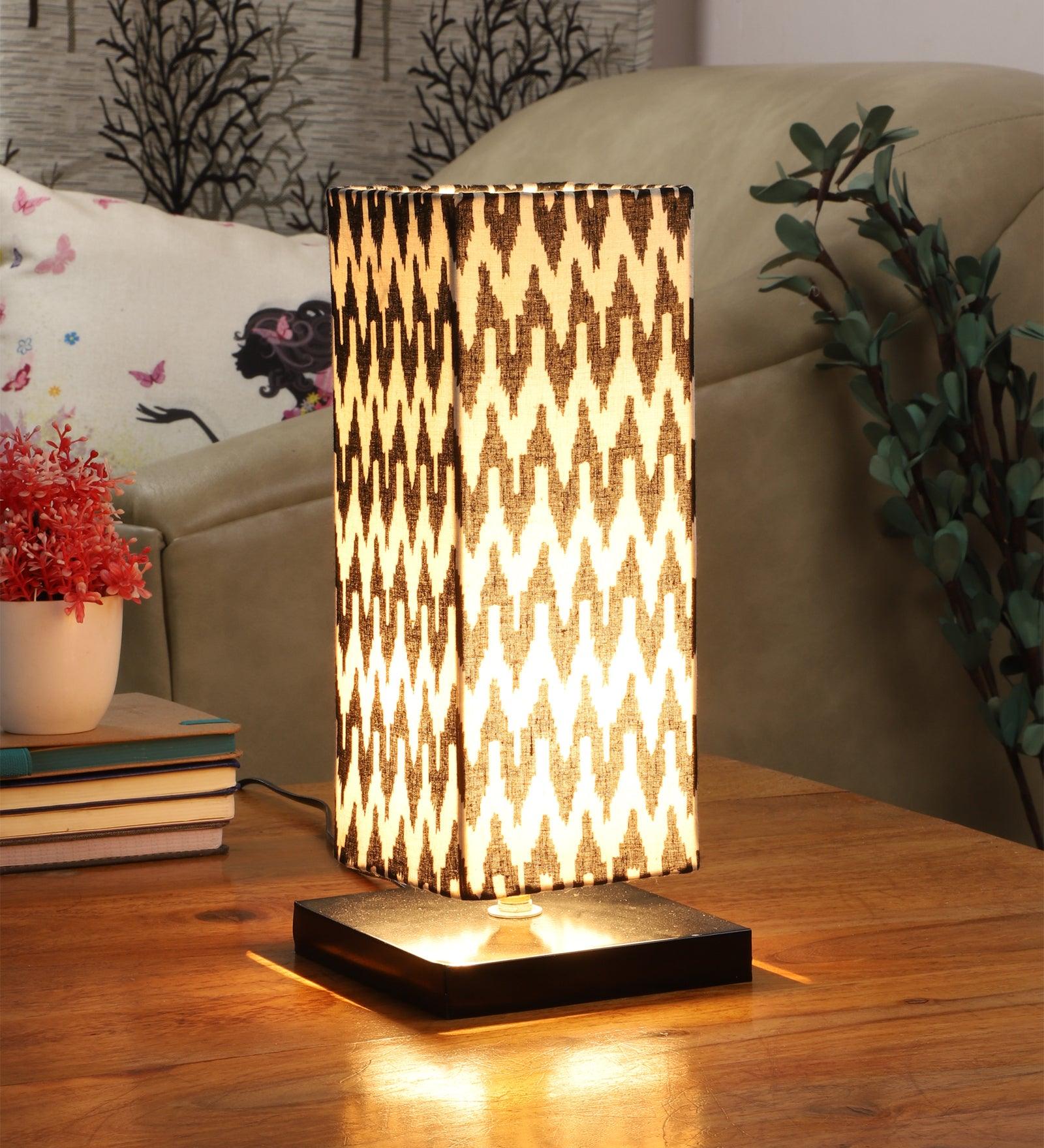 Chevron Print Shade With Metal Base Table Lamp - WoodenTwist