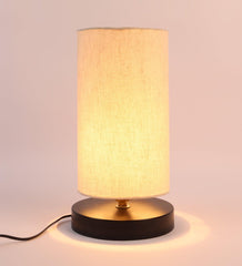 Offwhite Print Shade Table Lamp With Metal Base Bed Switch Included And Bulb Not Included - WoodenTwist