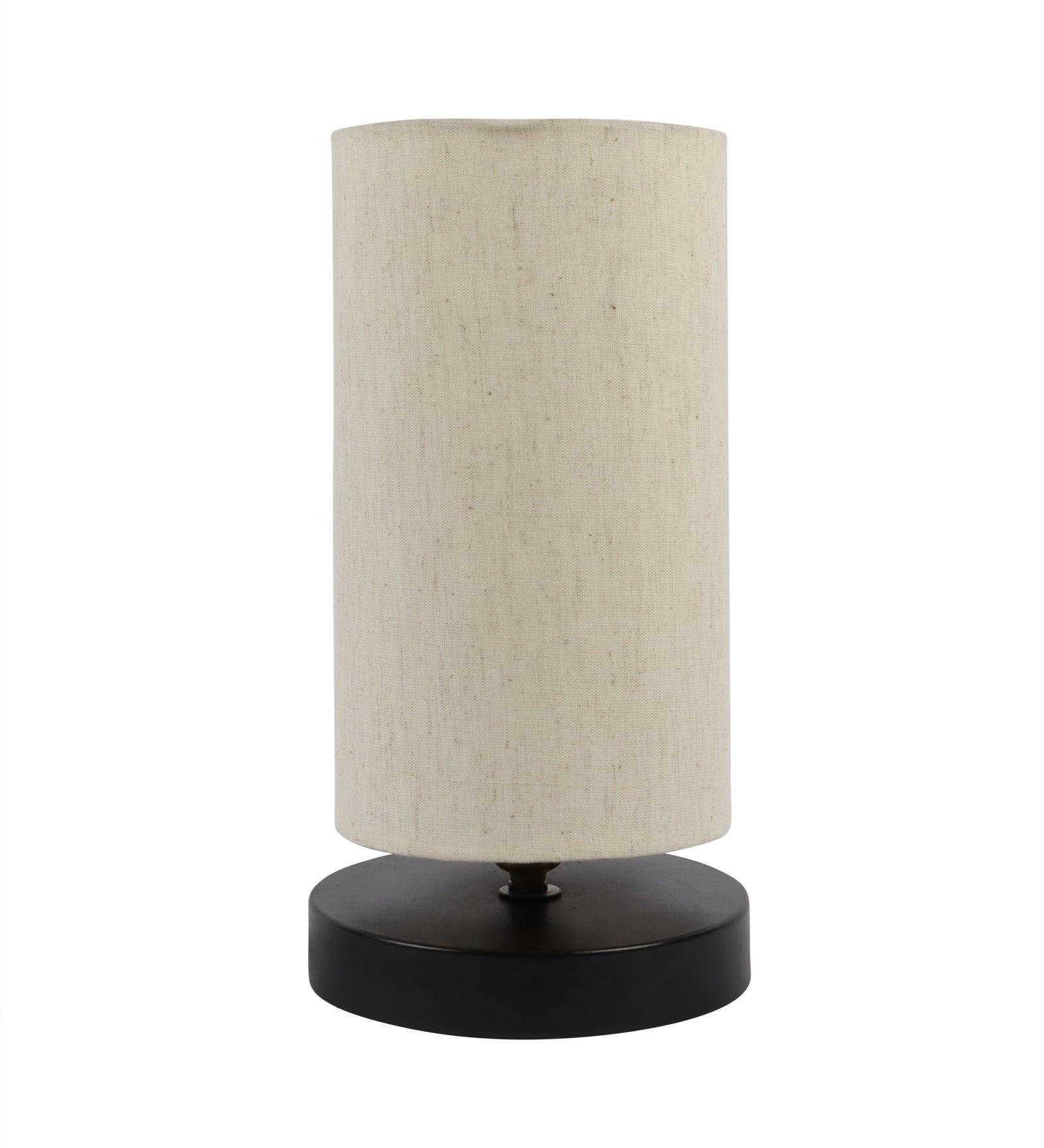 Offwhite Print Shade Table Lamp With Metal Base Bed Switch Included And Bulb Not Included - WoodenTwist