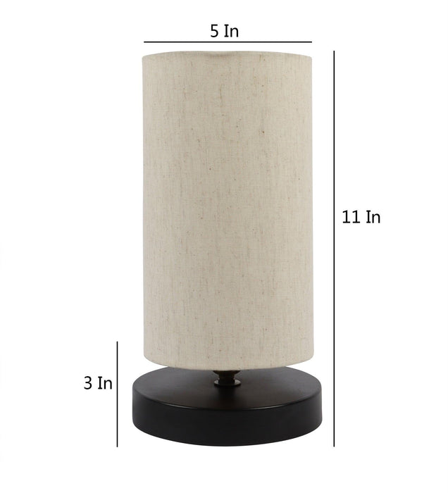 Offwhite Print Shade Table Lamp With Metal Base Bed Switch Included And Bulb Not Included - WoodenTwist