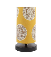 Mandala Print Shade Table Lamp With Metal Base Bed Switch Included And Bulb Not Included - WoodenTwist