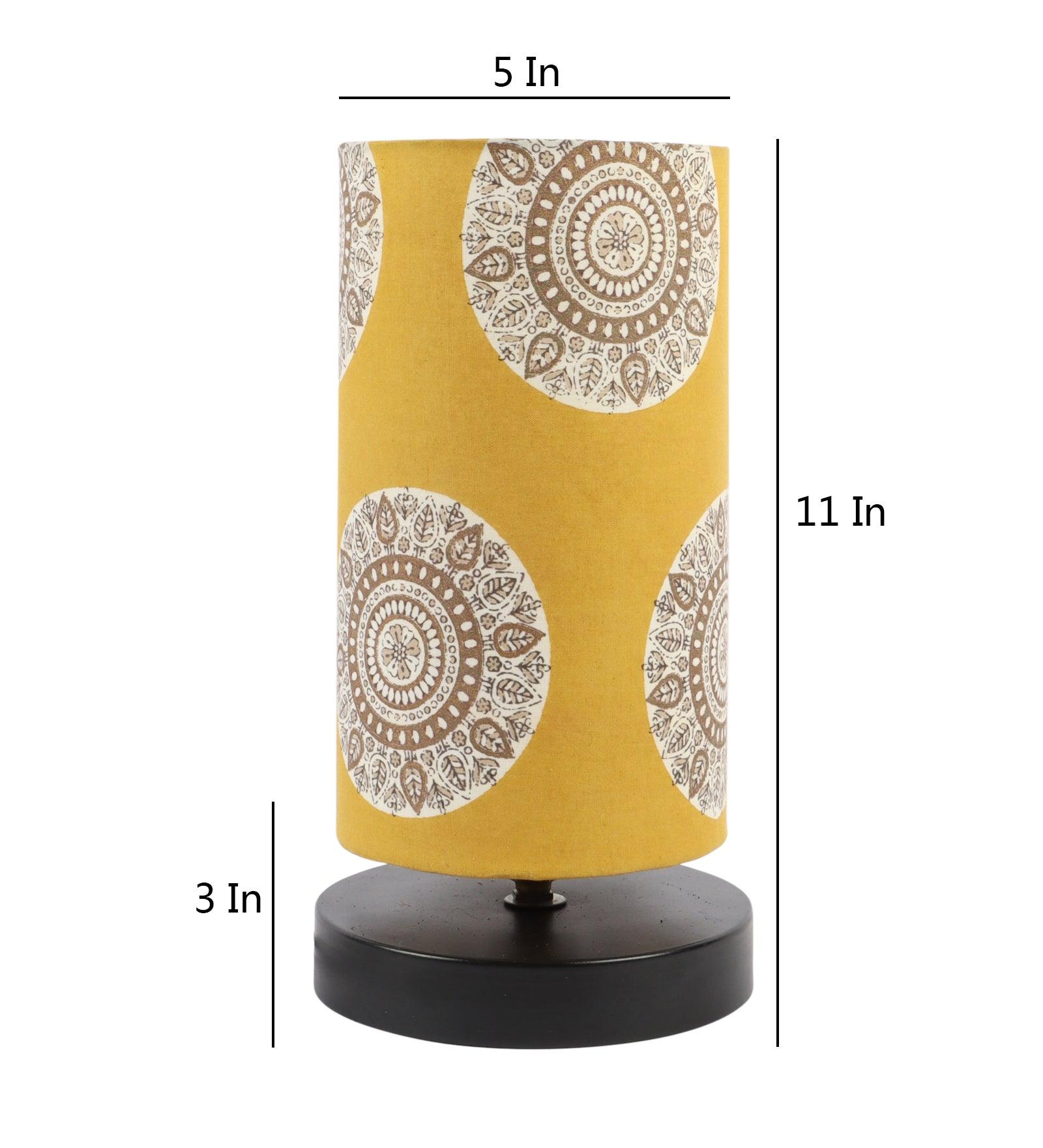 Mandala Print Shade Table Lamp With Metal Base Bed Switch Included And Bulb Not Included - WoodenTwist