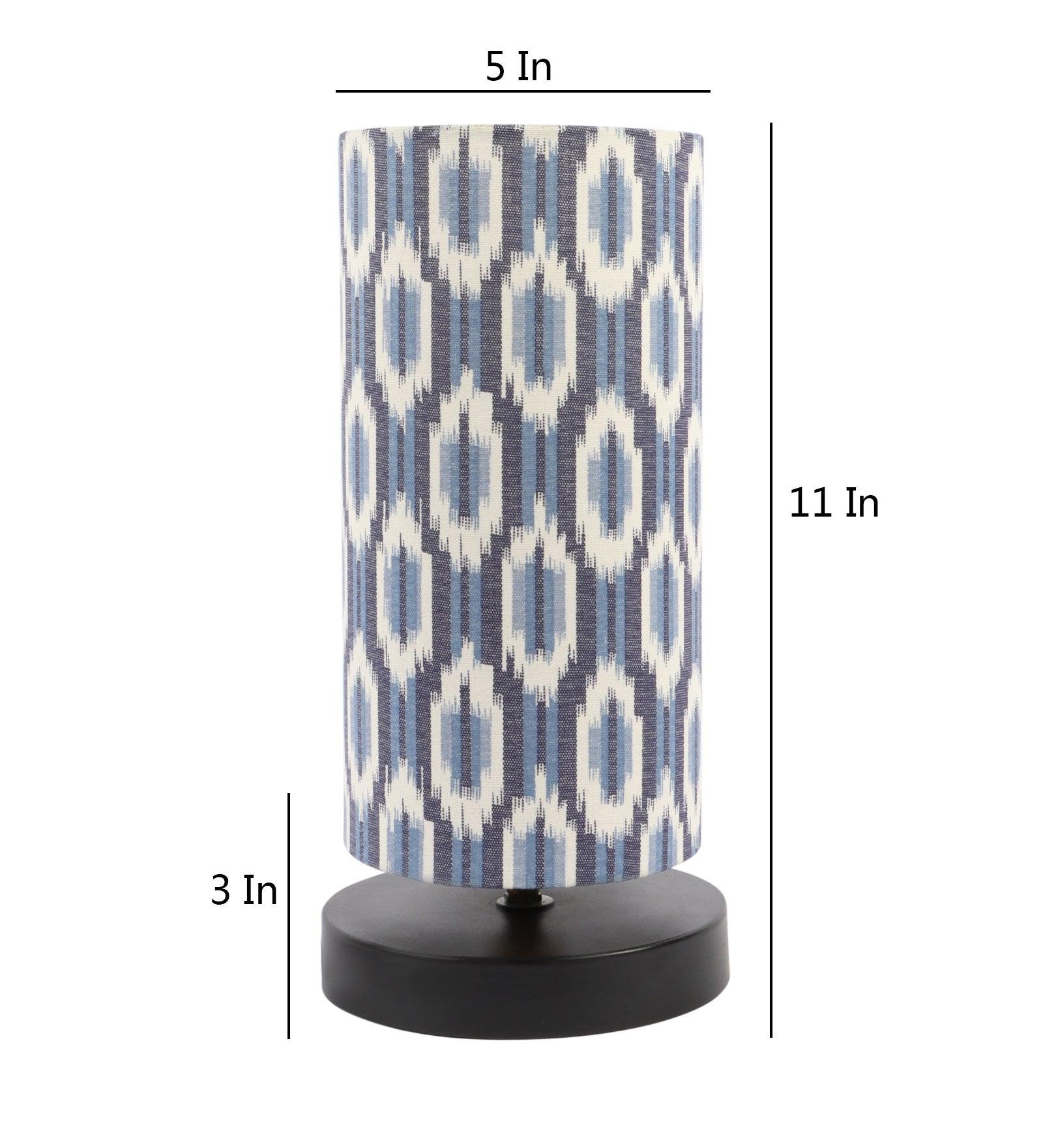 Ikat Print Shade Table Lamp With Metal Base Bed Switch Included And Bulb Not Included - WoodenTwist