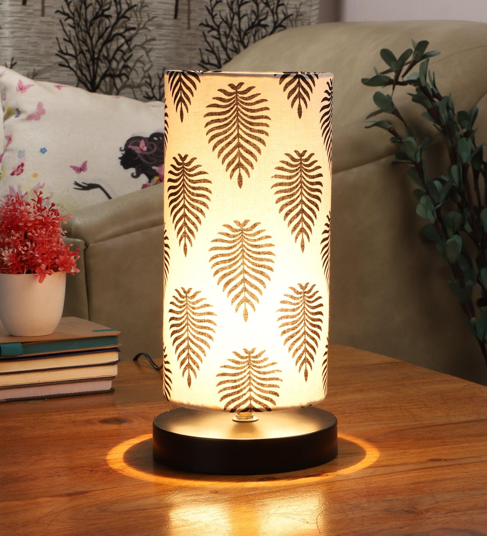 Tropical Print Shade Table Lamp With Metal Base Bed Switch Included And Bulb Not Included - WoodenTwist