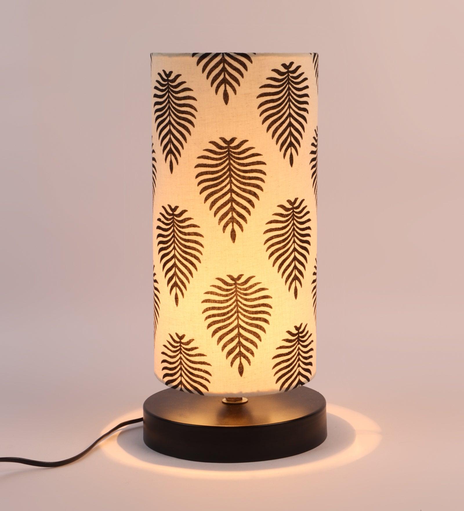 Tropical Print Shade Table Lamp With Metal Base Bed Switch Included And Bulb Not Included - WoodenTwist