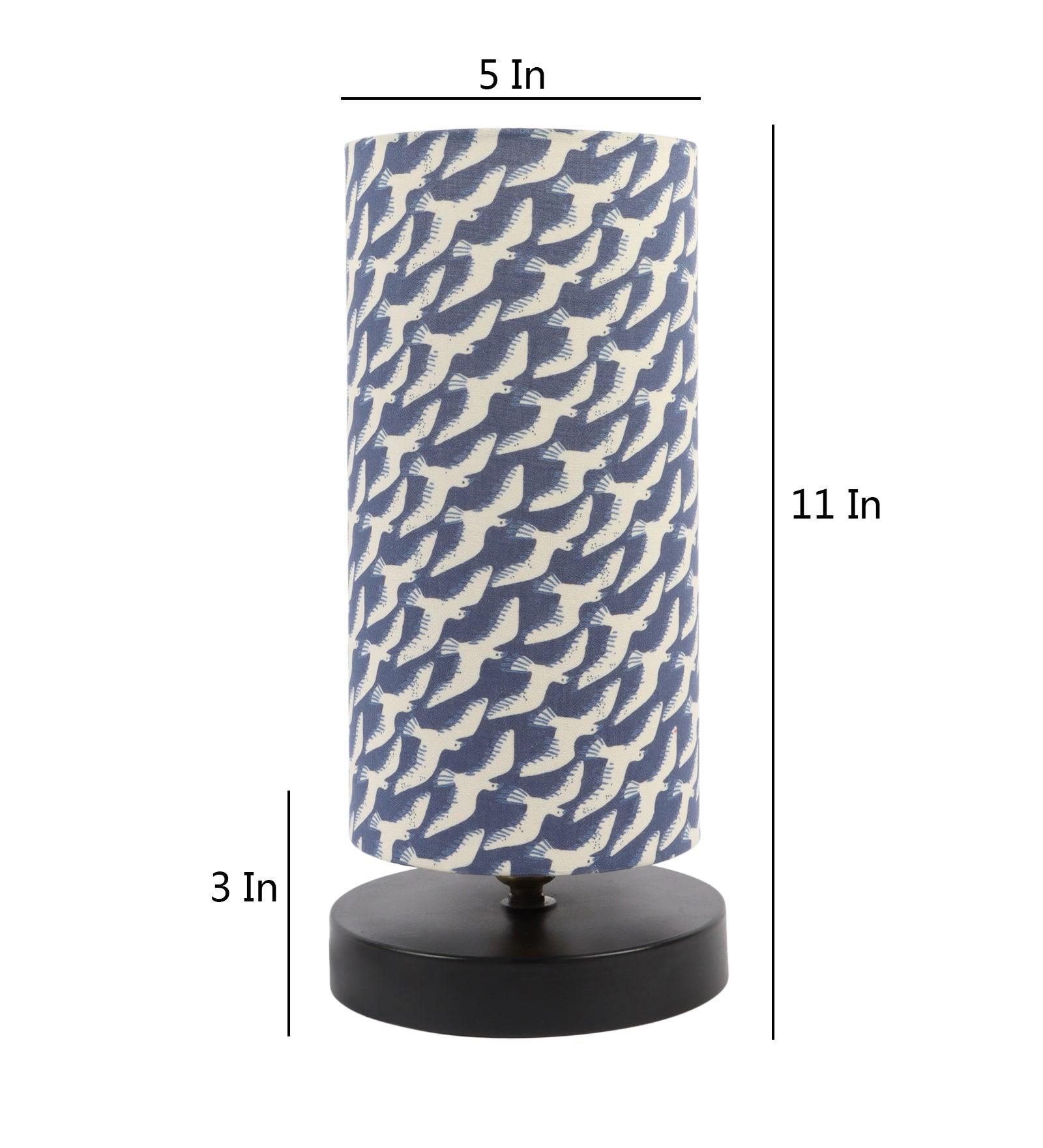 Flocking Birds Print Shade Table Lamp With Metal Base Bed Switch Included And Bulb Not Included - WoodenTwist