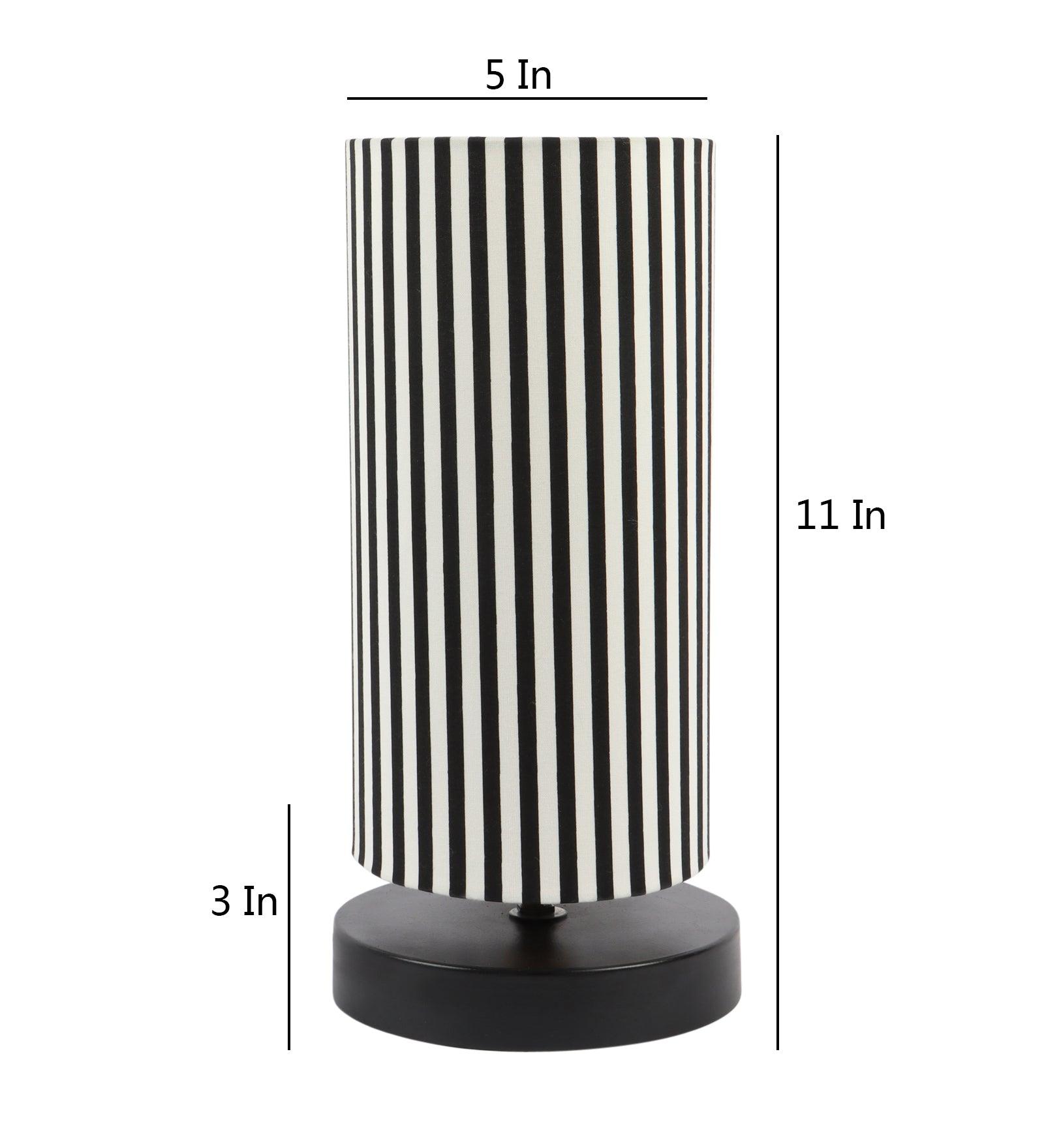 Zebra Print Shade Table Lamp With Metal Base Bed Switch Included And Bulb Not Included - WoodenTwist