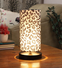 Leopard Print Shade Table Lamp With Metal Base Bed Switch Included And Bulb Not Included - WoodenTwist