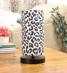 Leopard Print Shade Table Lamp With Metal Base Bed Switch Included And Bulb Not Included - WoodenTwist