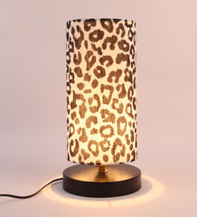 Leopard Print Shade Table Lamp With Metal Base Bed Switch Included And Bulb Not Included - WoodenTwist