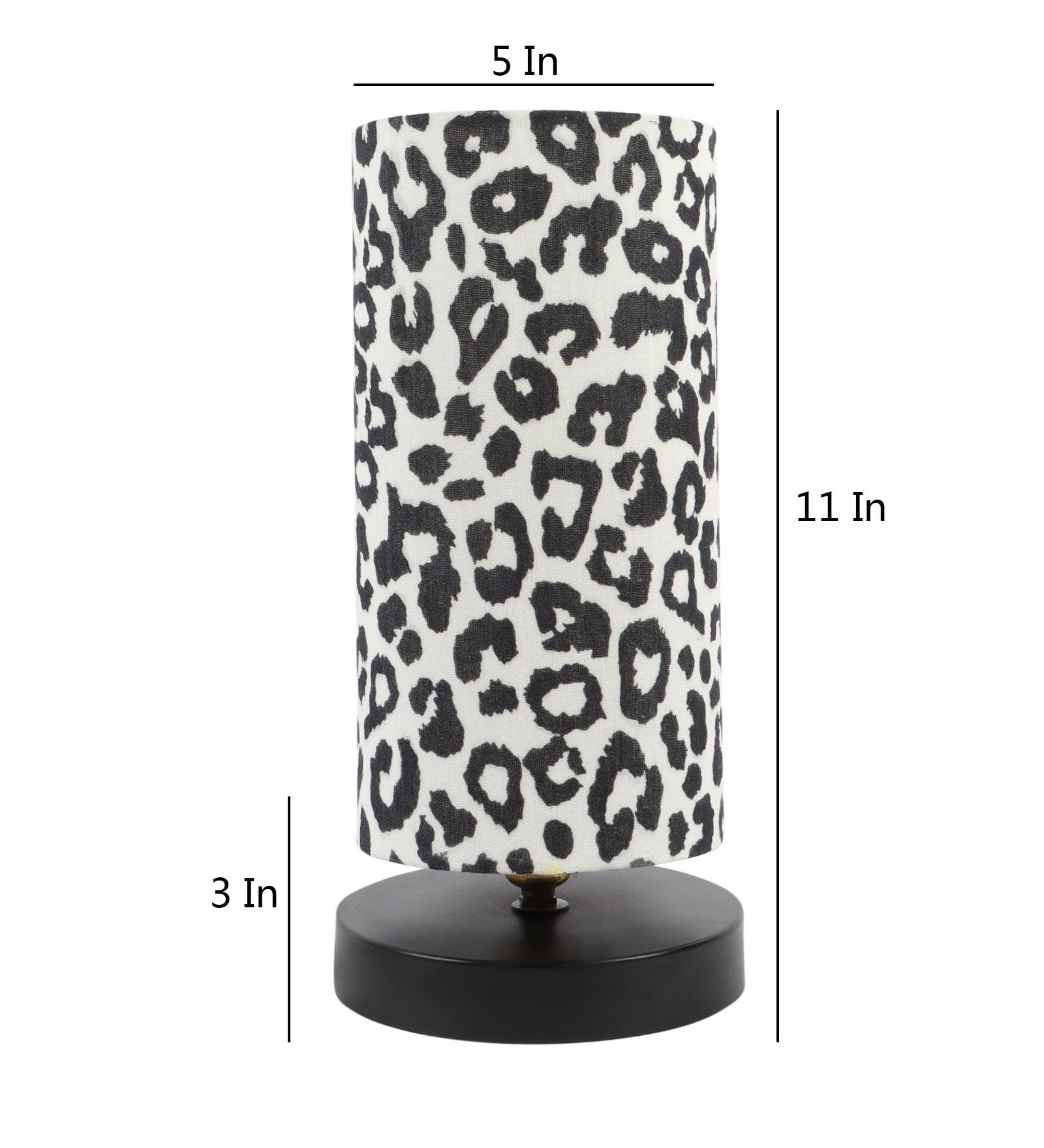 Leopard Print Shade Table Lamp With Metal Base Bed Switch Included And Bulb Not Included - WoodenTwist