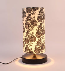 Filigree Design Print Shade Table Lamp With Metal Base Bed Switch Included And Bulb Not Included - WoodenTwist